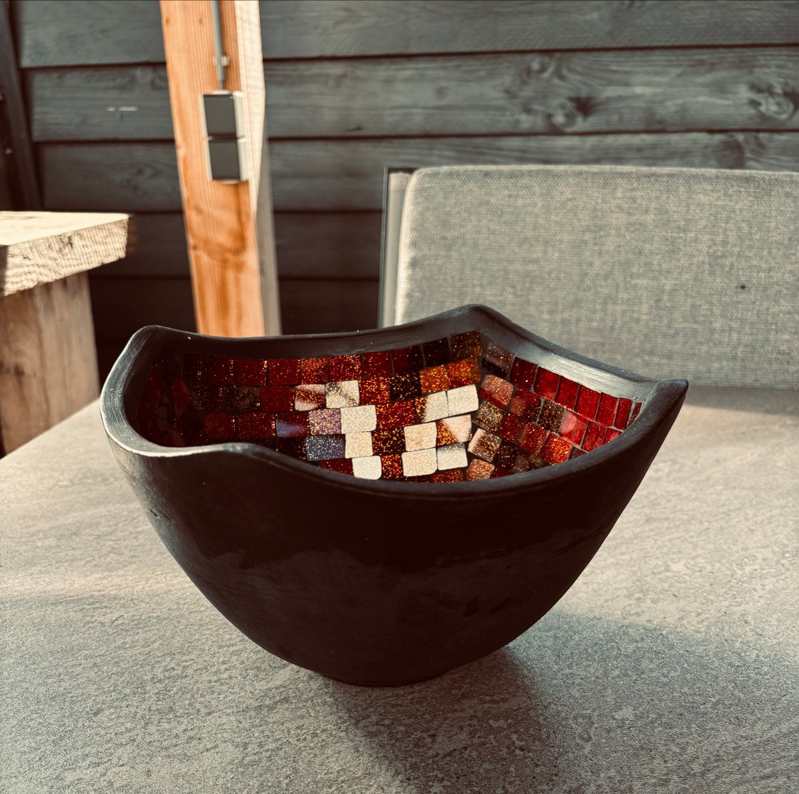 Vierkante mozaïek schaal uit Bali - Decoratie/Fruitschaal, Huis en Inrichting, Woonaccessoires | Schalen en Manden, Overige materialen