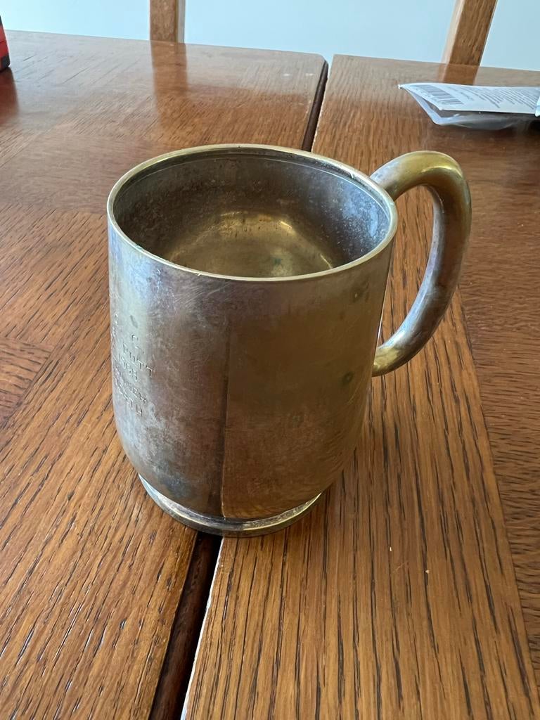 Antieke verzilverde tankard uit Engeland, Ophalen of Verzenden
