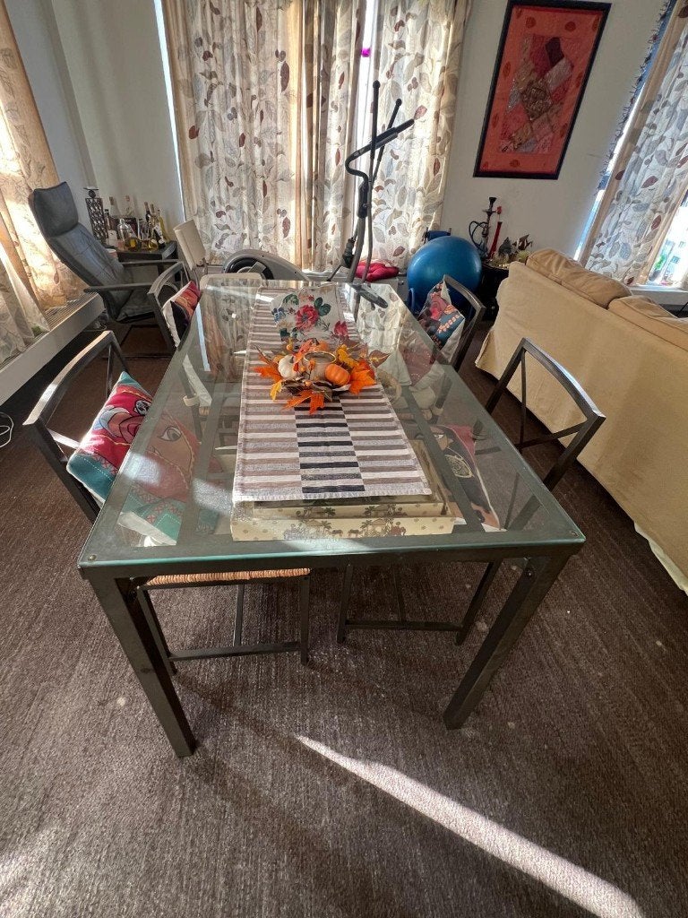 eettafel, Huis en Inrichting, Tafels | Eettafels, Ophalen, Gebruikt, 100 tot 150 cm, Vierkant