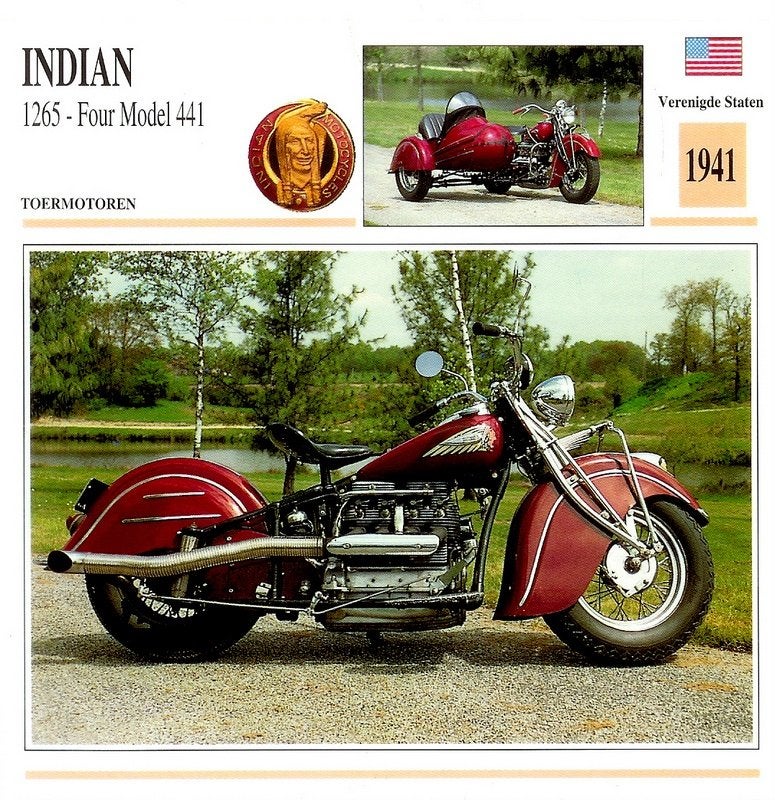 M 46 motorkaart indian 1265-four model 441, Ophalen of Verzenden, Zo goed als nieuw, Motoren