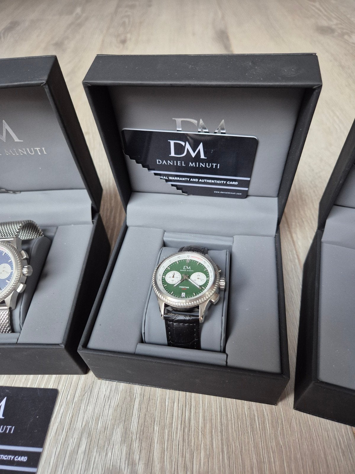 4x Daniel Minuti Prestige horloges in doos met certificaat, Ophalen of Verzenden, Zo goed als nieuw, Overige merken