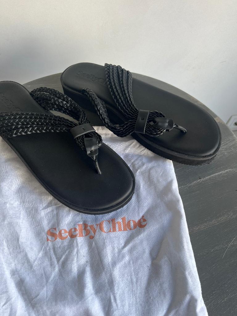 chloe slippers zwart maat 40, Slippers, Verzenden, Zwart, Chloe