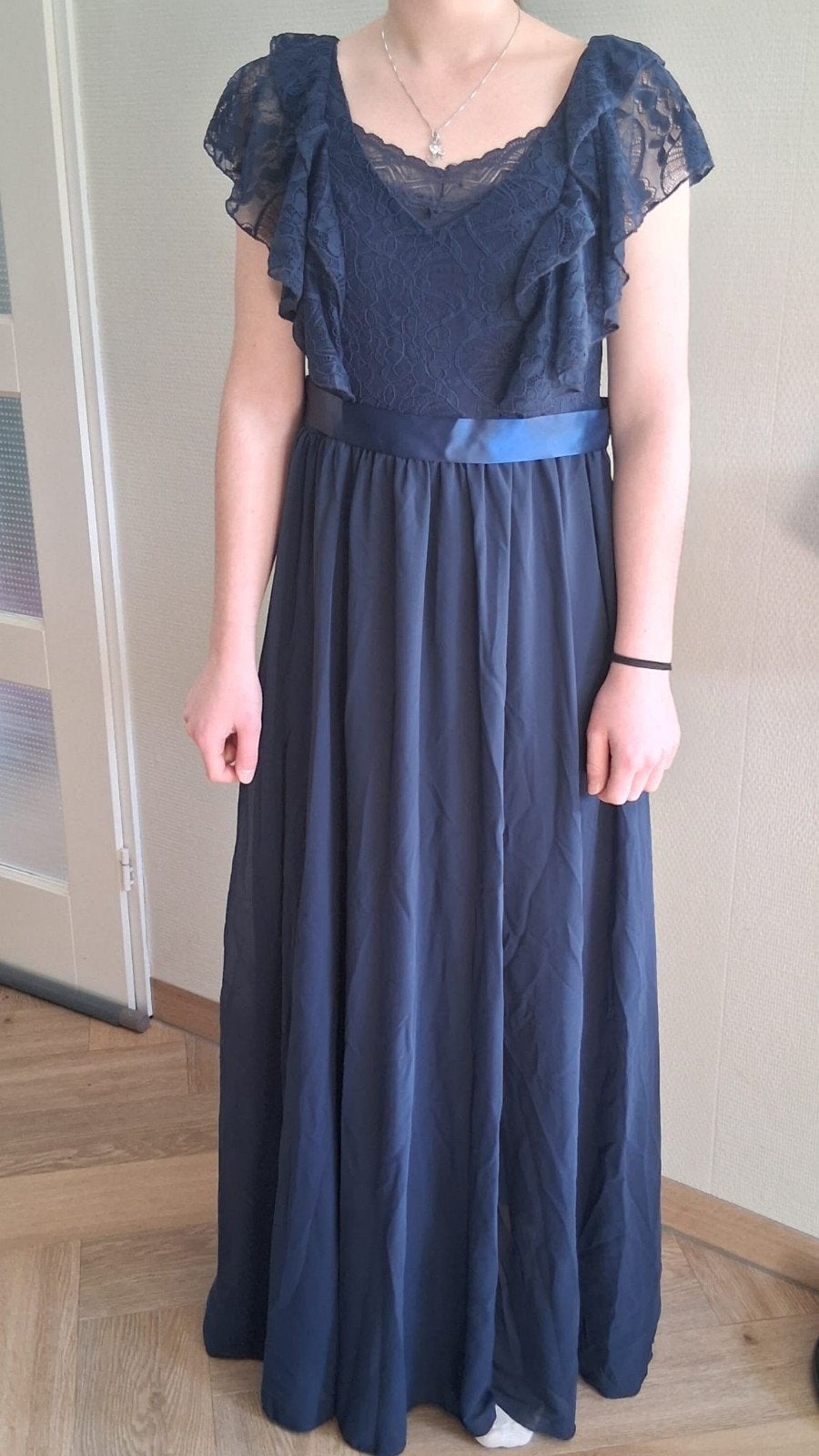 donkerblauwe galajurk, Galajurk, Blauw, Ophalen of Verzenden, Zo goed als nieuw