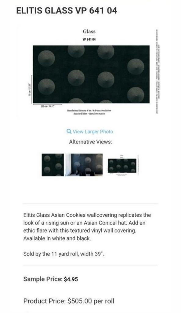 Elitis Glass Asian Cookies Vinyl Behang Zwart, Huis en Inrichting, Stoffering | Behang, Ophalen, 10 tot 25 m², Zwart, Aziatisch, Etnisch, Modern