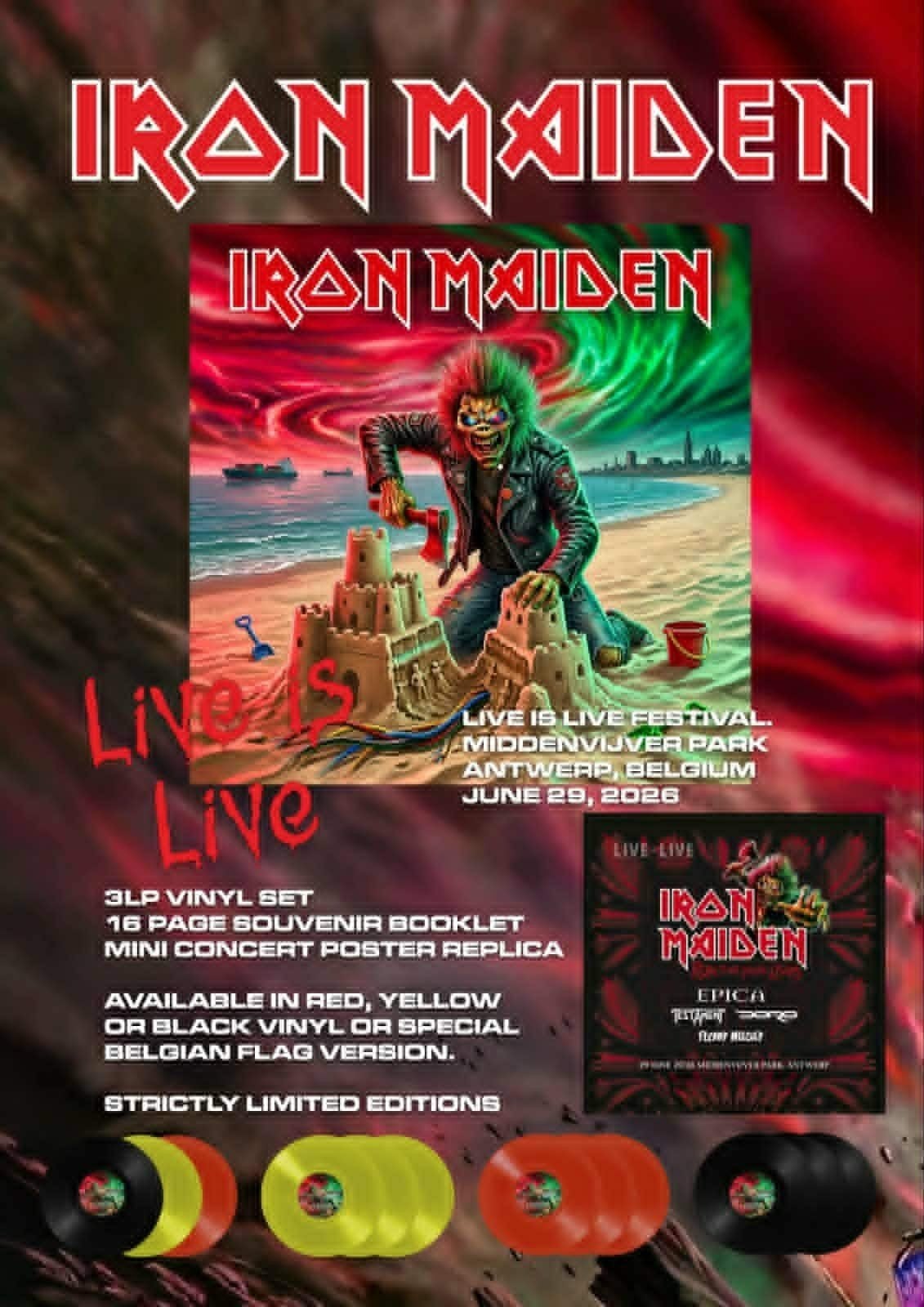 Iron Maiden Live is Live Antwerpen 2026 3LP Vinyl Set, LP, Limited edition, Hard Rock, Ophalen of Verzenden