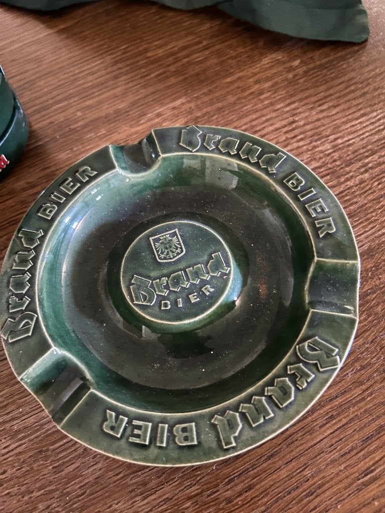 Vintage Brand Bier asbak - Groen keramiek, Ophalen, Zo goed als nieuw, Overige typen, Brand