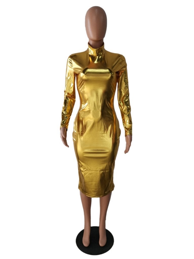 Gouden jurk / dames vrouwen goud cocktail jurkje bodycon, Maat 38/40 (M), Verzenden, Nieuw, Knielengte