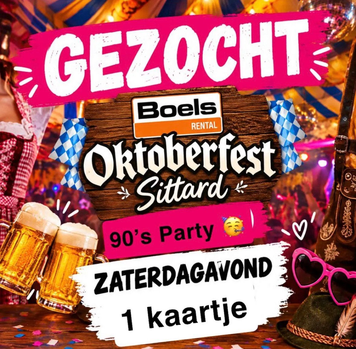Oktoberfest sittard kaartje gezocht 90’s party, Eén persoon