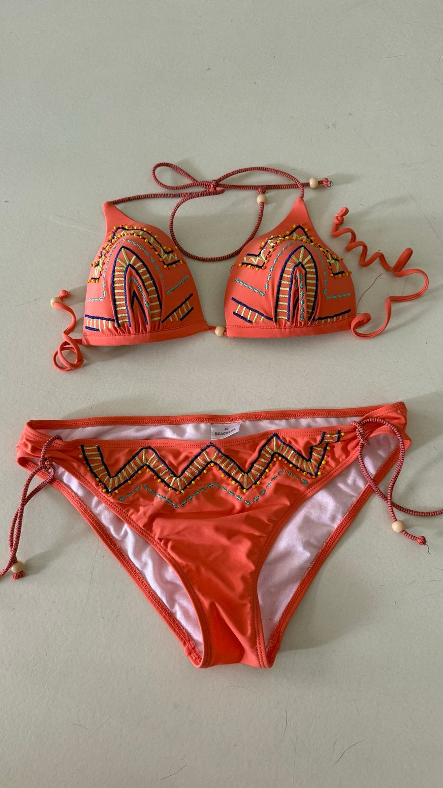 Beachlife Bikini Oranje met Borduurwerk Maat 40, Ophalen of Verzenden, Zo goed als nieuw, Oranje, Bikini