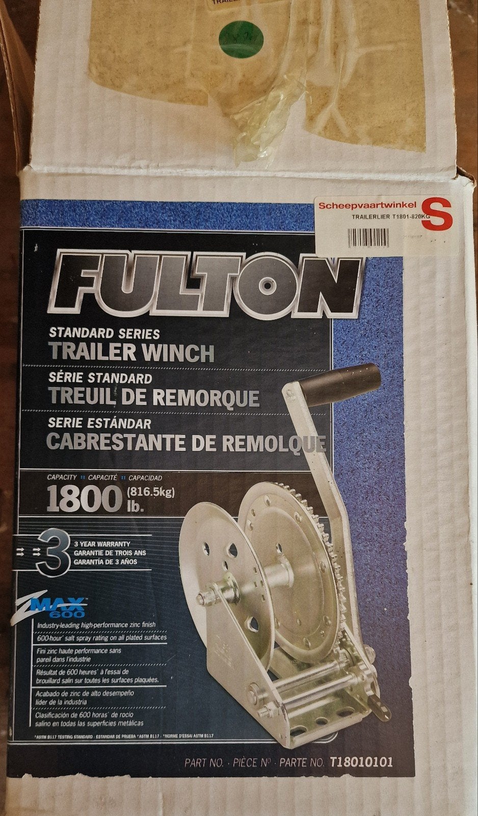Fulton Trailerlier T1801-820KG - gat van handvat beschadigd, Ophalen