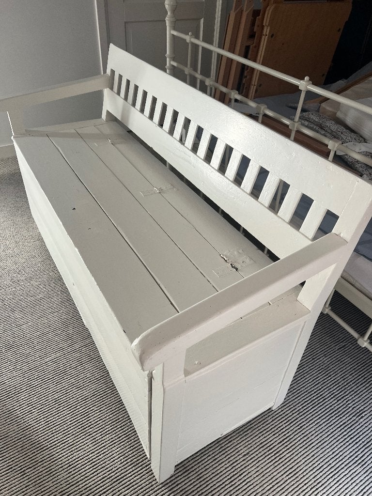 Witte houten dekenkist /bank, Ophalen, Gebruikt