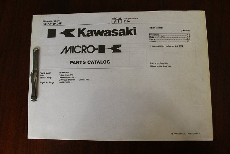 Kawasaki KX450 2008 D8F motorcycle parts catalogue, Ophalen of Verzenden, Kawasaki