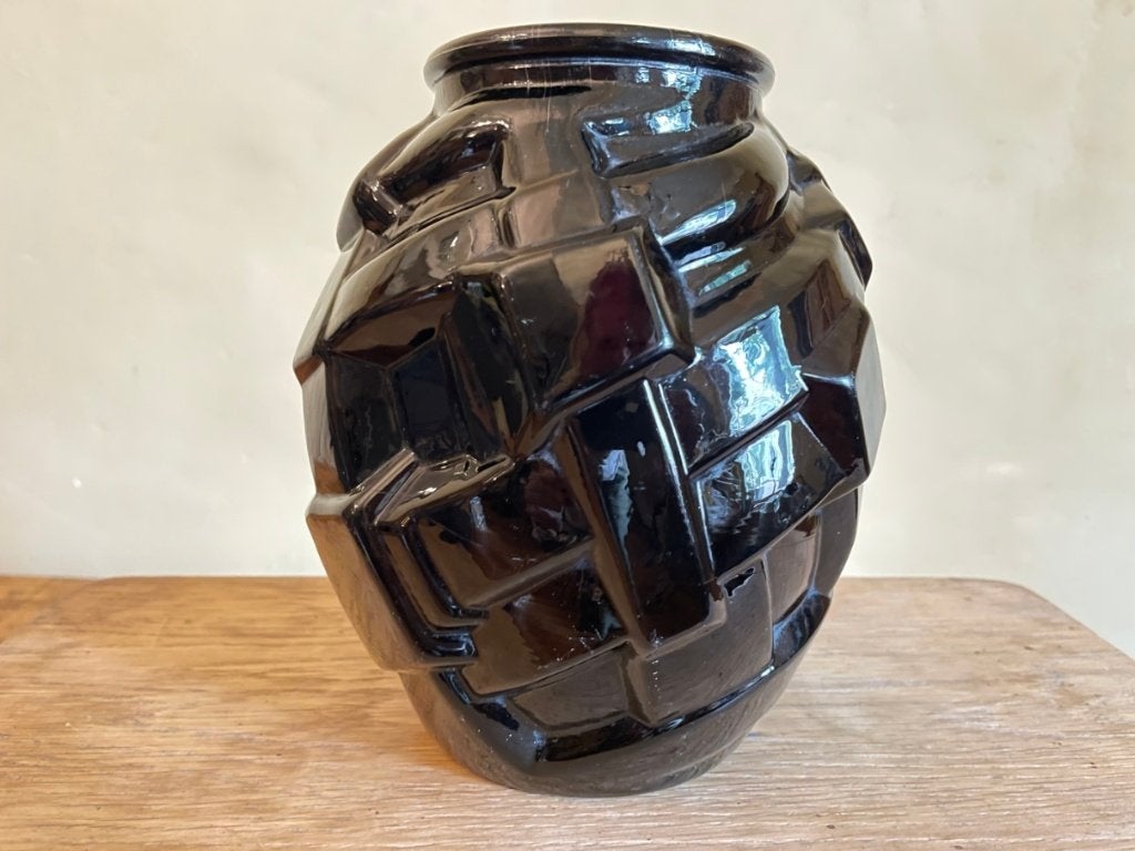 Vaas Art Deco 1930 donker Paars Amethist Frans, Ophalen of Verzenden