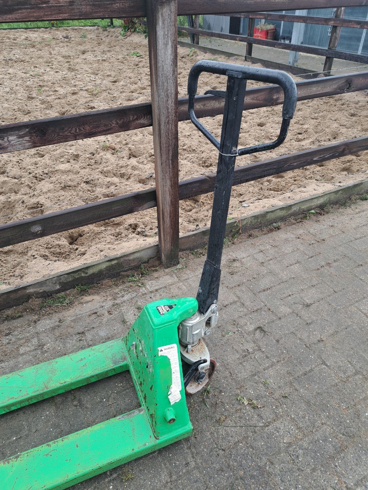 Gebruikte Palletwagen -met lange lepels Groen, Ophalen, Gebruikt