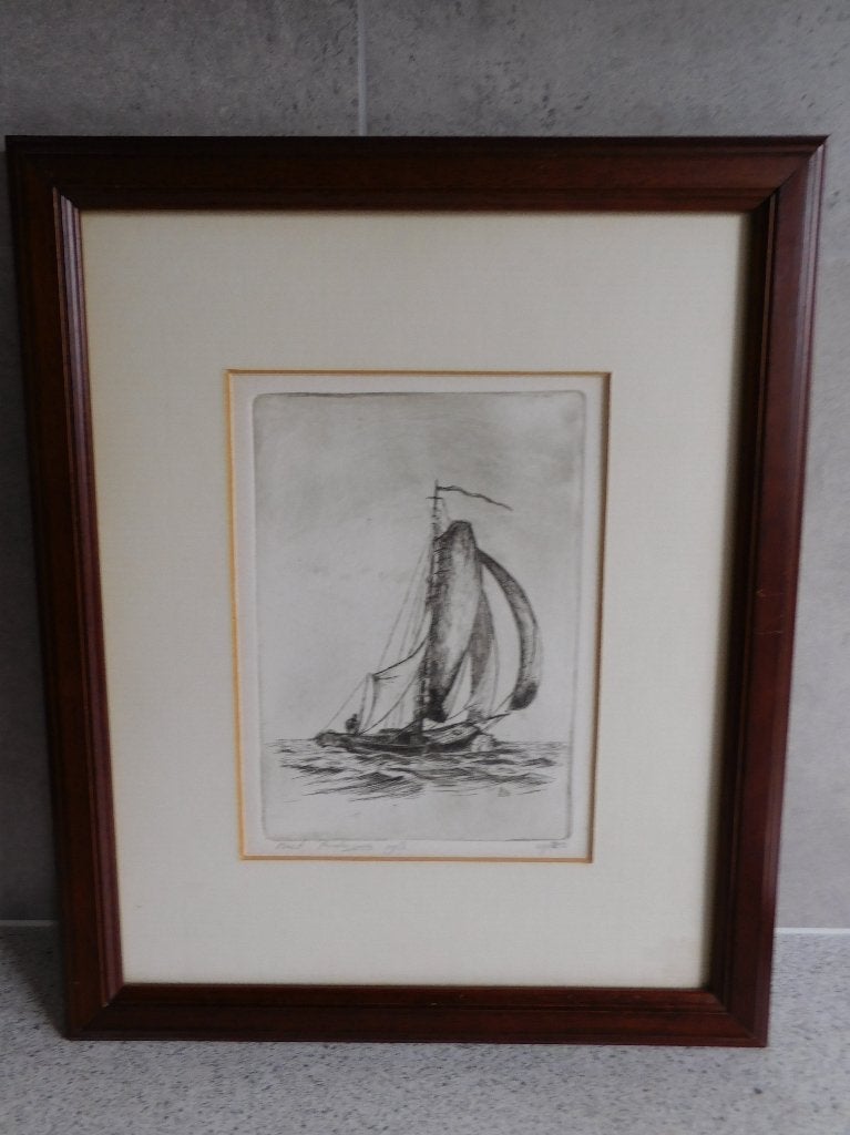 Litho Zeilboot 33,5x28 cm. 1981 nr. 49-250 Bart Reindersma, Overige onderwerpen, Ophalen of Verzenden, Lithografie, Gelimiteerde oplage