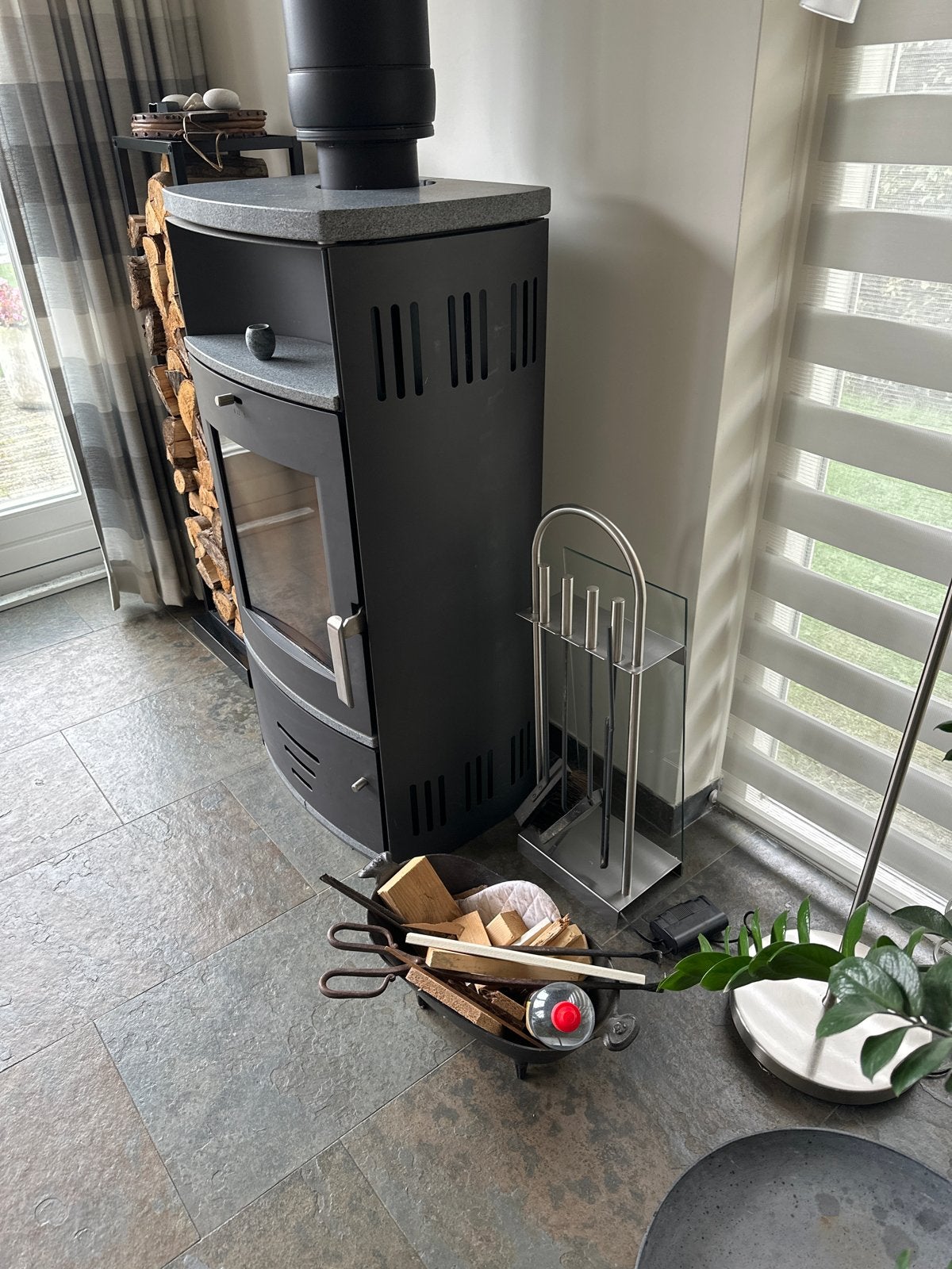 Houthaard - 6 kW - speksteen € 475.00, Gebruikt, Ophalen of Verzenden, Vrijstaande haard, X