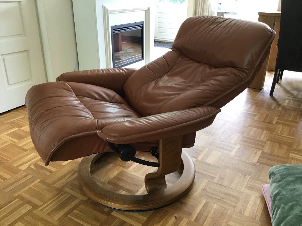 2 relaxfauteuils Stressless, Ophalen, Gebruikt, Minder dan 75 cm, Leer