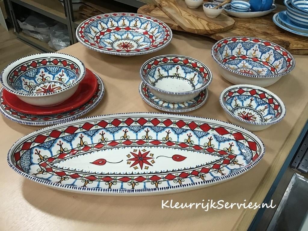 Kleurrijk Servies, Tunesische borden en schalen, Goirle, Nieuw, Ophalen of Verzenden, Schaal of Schalen