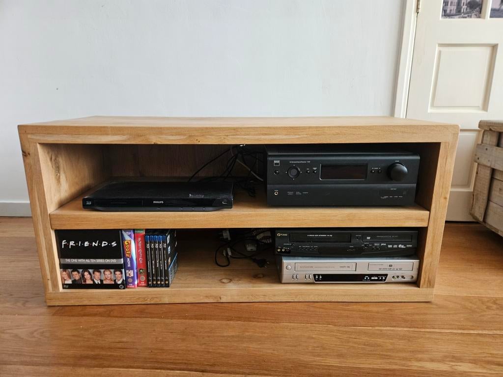 Tv meubel van echt eikenhout., Huis en Inrichting, Kasten | Televisiemeubels, Ophalen, 100 tot 150 cm, Eikenhout, Minder dan 100 cm