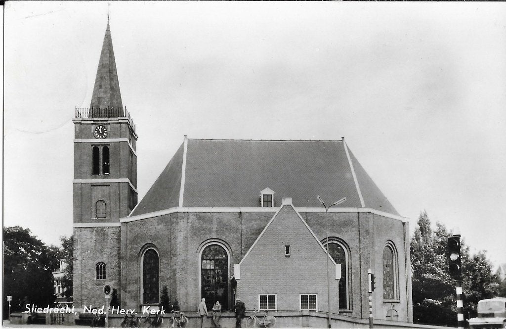 Sliedrecht, Ned. Herv. kerk, mannen, verkeerslicht, uurwerk, Verzamelen, Verzenden, 1960 tot 1980, Gelopen, Zuid-Holland