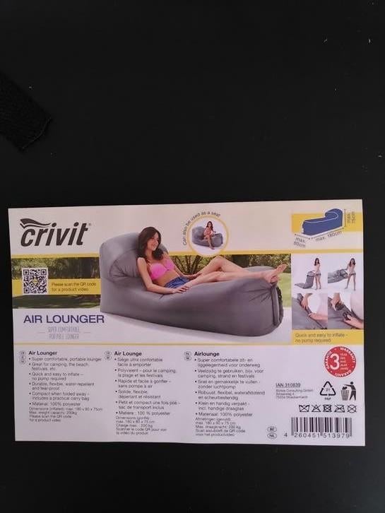 Air lounger (soort lamzac), Caravans en Kamperen, Kampeeraccessoires, Ophalen of Verzenden, Nieuw