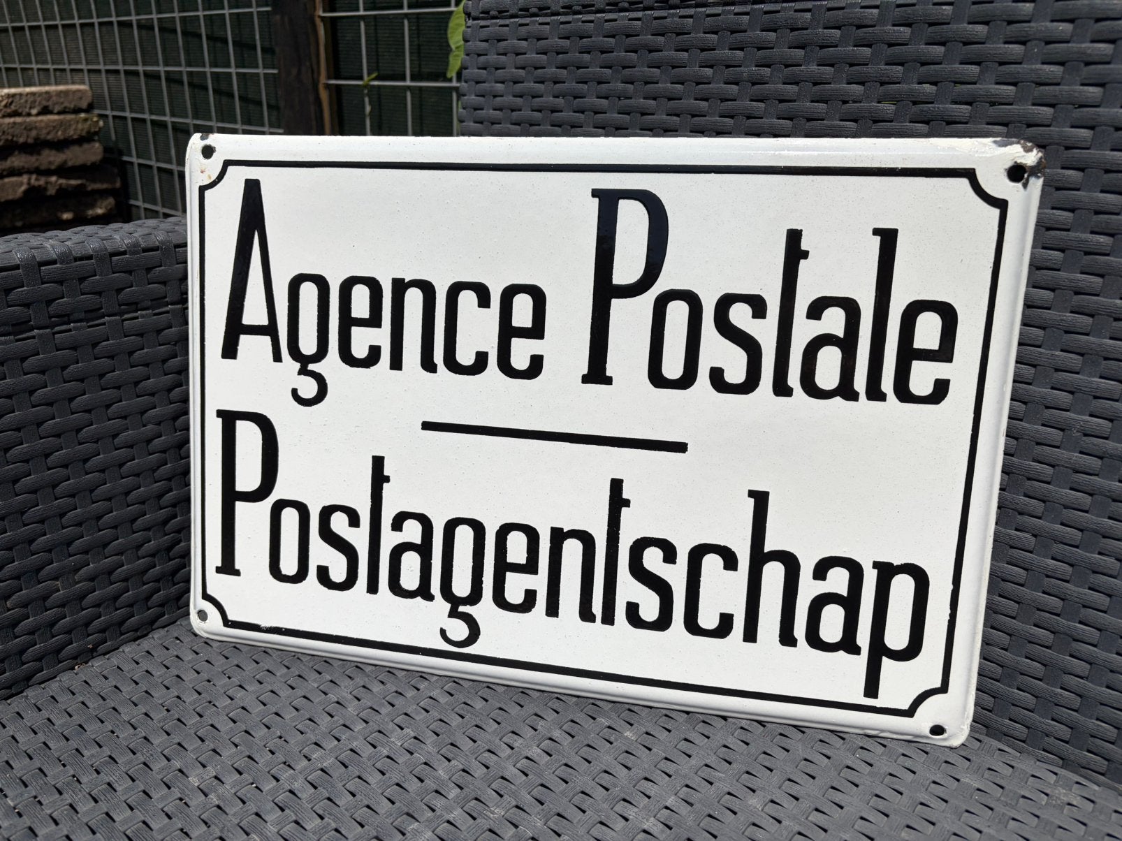 Emaille bord postagentschap, Ophalen of Verzenden, Gebruikt, Reclamebord