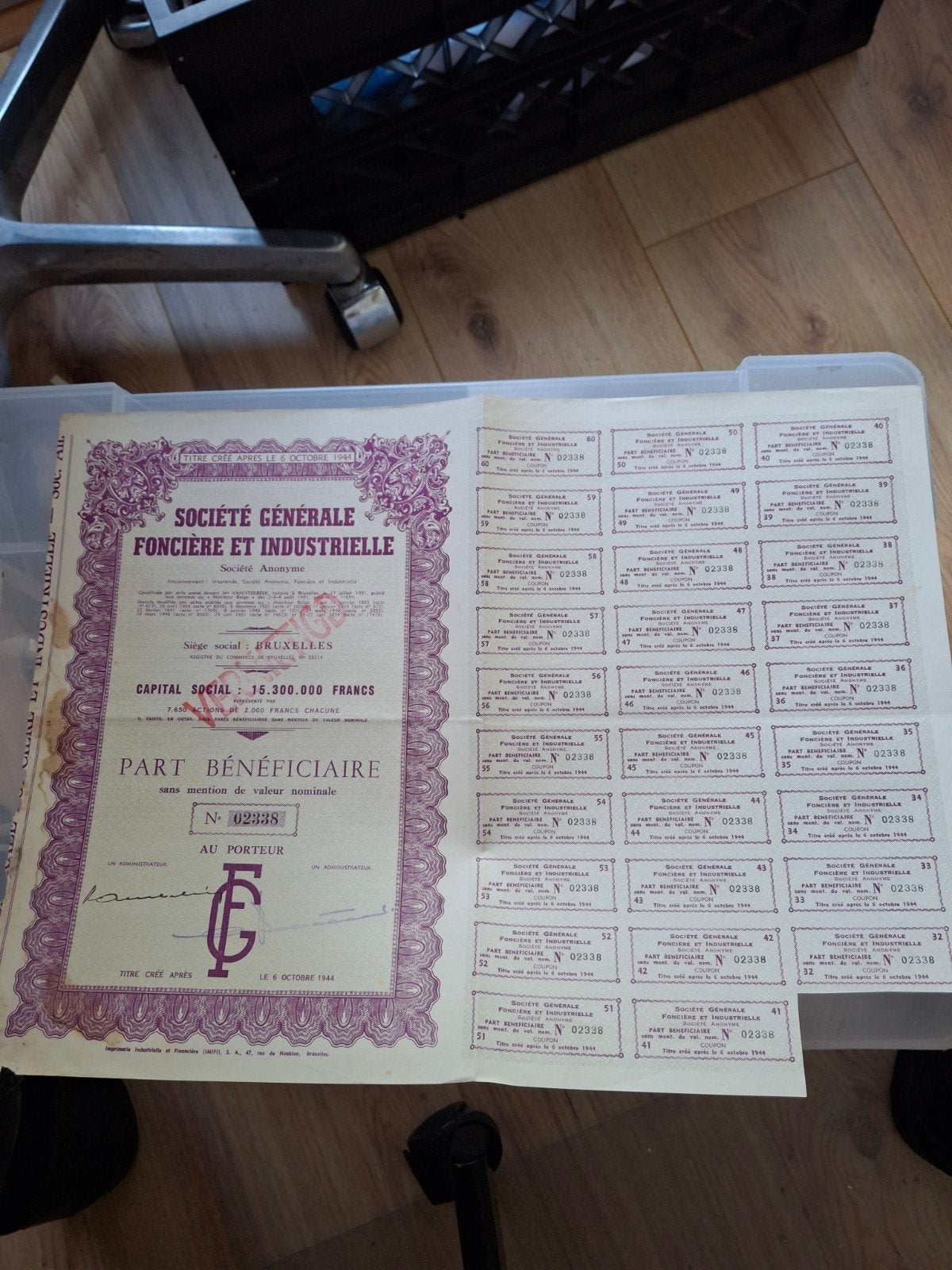 aandeel: Société Générale Foncière et Industrielle, Ophalen of Verzenden, 1920 tot 1950, Aandeel