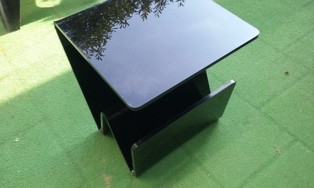 Vintage plexiglazen lectuurtafeltje, Zwart, Gebruikt, Ophalen of Verzenden, 41 cm