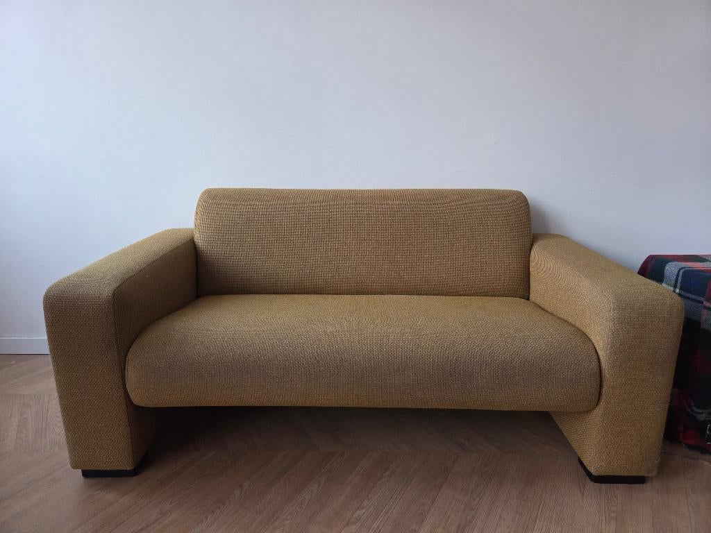 Bankje 160 cm mosterdgeel, Ophalen, 150 tot 200 cm, Tweepersoons, 75 tot 100 cm