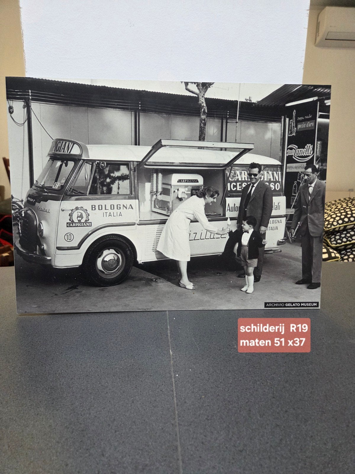 Vintage foto: Carpigiani ijscowagen Bologna Italië, Ophalen, Print, Overige onderwerpen, Papier
