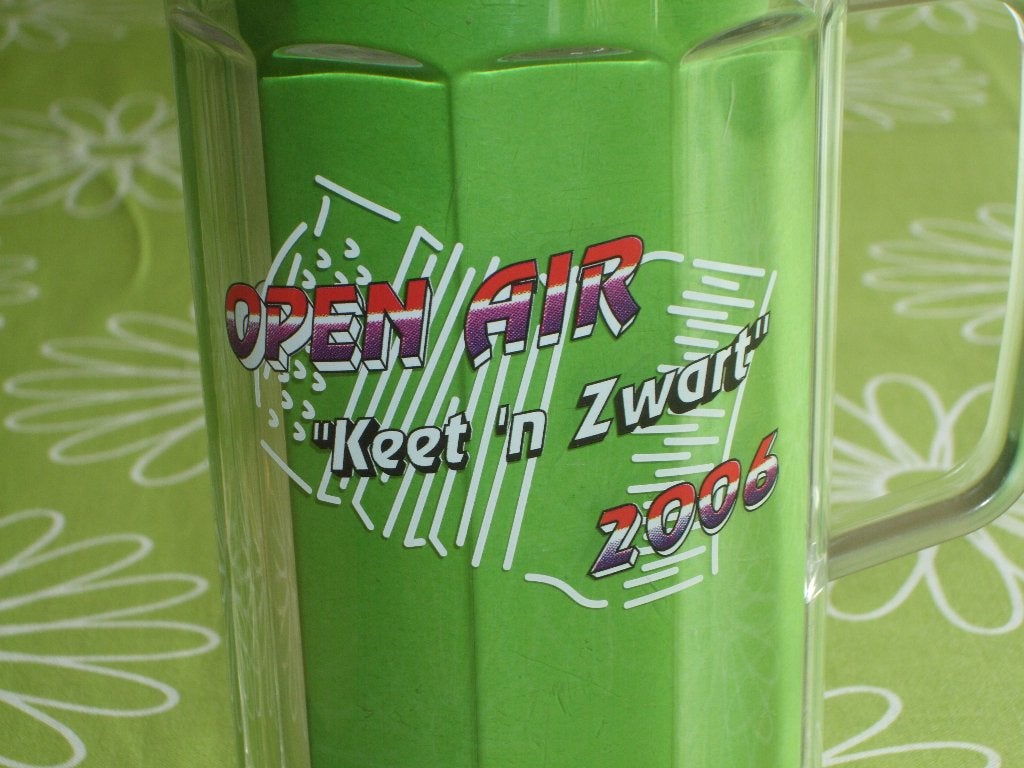 Grolsch Open Air 2006 Keet'n zwart - Kunststof pul 1/2 liter, Ophalen of Verzenden, Zo goed als nieuw, Pul(len), Grolsch
