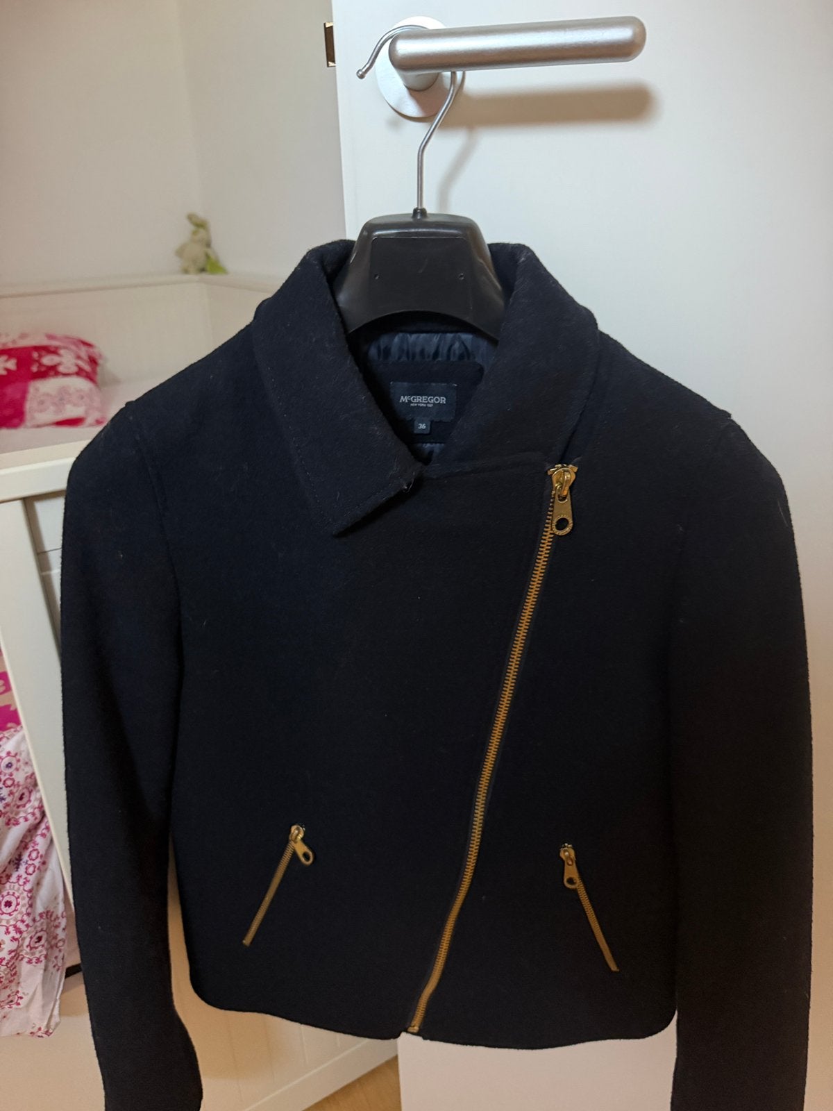 Prachige wollen jas McGregor maat 36, Kleding | Dames, Ophalen of Verzenden, Zo goed als nieuw, Maat 36 (S), Blauw