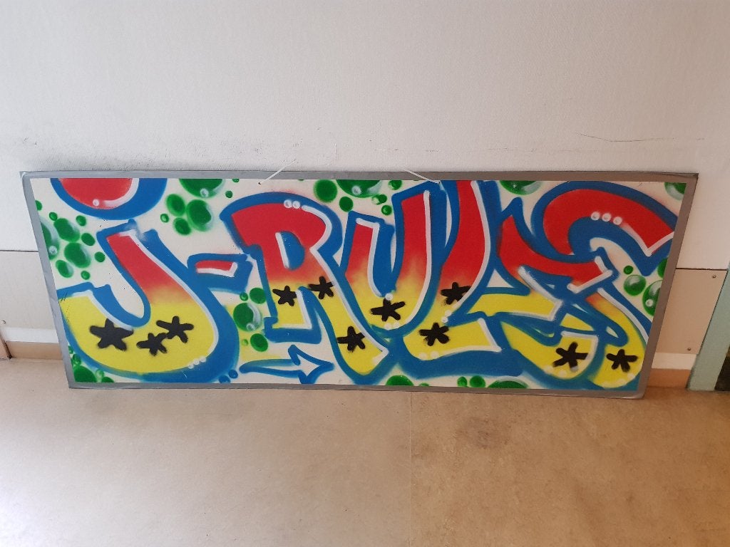 Graffiti kunstwerk "j-RULES" - Uniek en kleurrijk, Ophalen, Overig onderwerp, Handgeschilderd, Overige materialen
