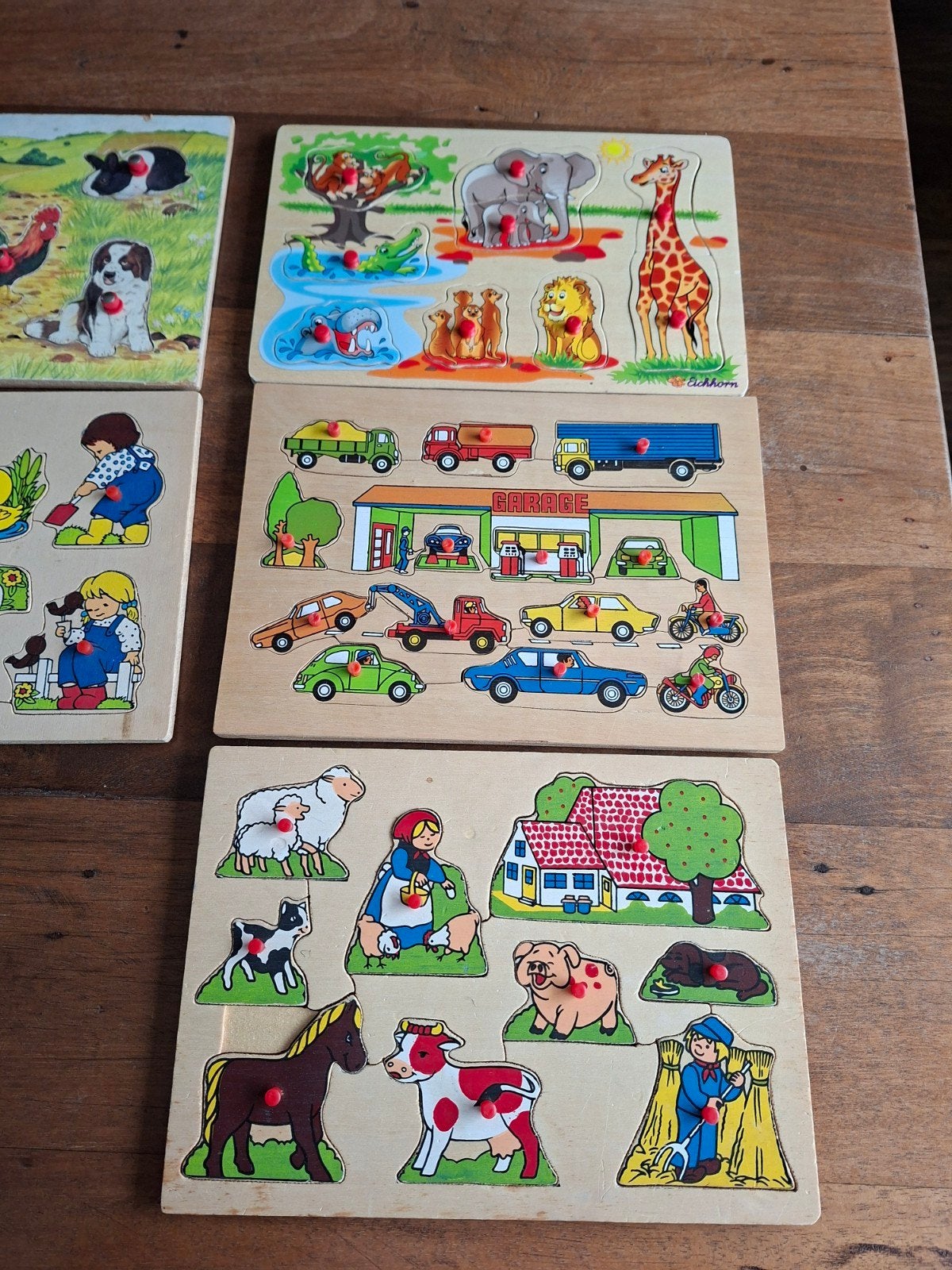 Houten Insteekpuzzels voor Kinderen - 8 stuks, 2 tot 4 jaar, Gebruikt, Ophalen of Verzenden, Van hout