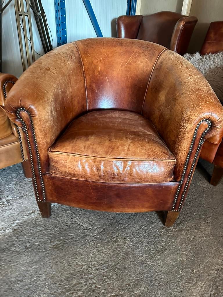 Schapenleren clubfauteuil., Huis en Inrichting, Fauteuils, Ophalen, ., ., .