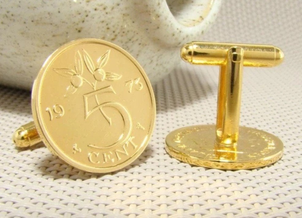 Manchetknopen van vergulde stuivers, Sieraden, Tassen en Uiterlijk, Ophalen of Verzenden, Gebruikt, Overige materialen, Verguld