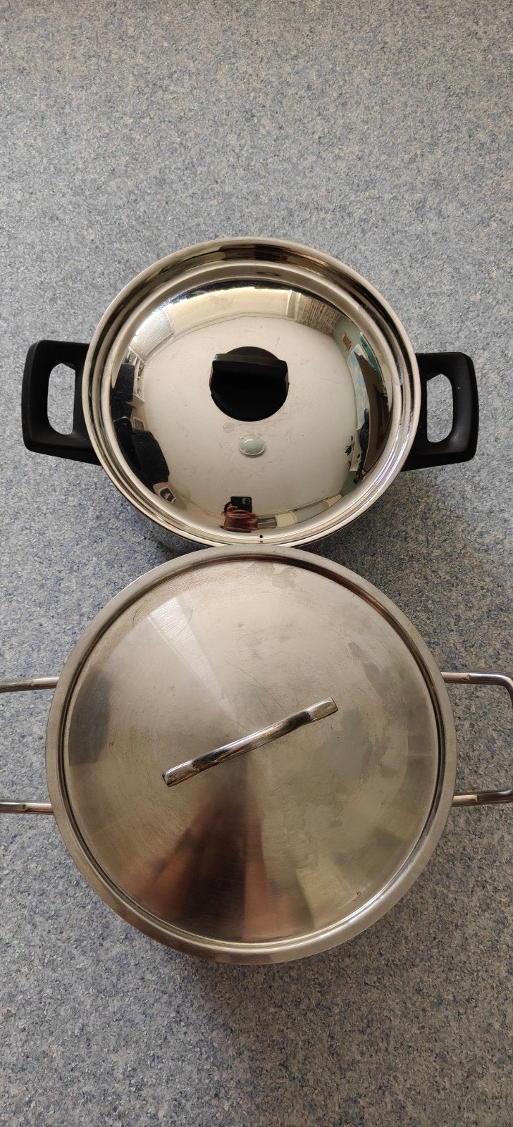 Roestvrijstalen pannen met deksel - Gebruikt, Huis en Inrichting, Keuken | Potten en Pannen, Gebruikt, BK, Ophalen of Verzenden