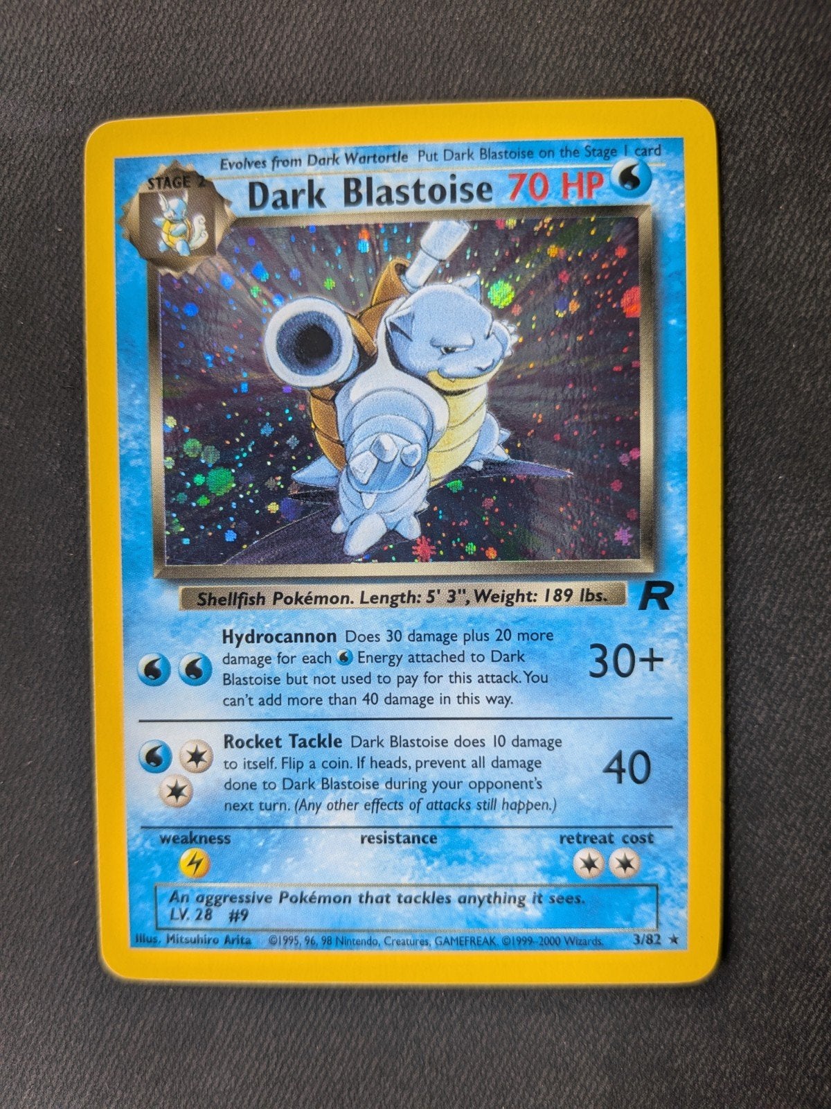 Dark Blastoise 3/82 Holo Rare Team Rocket Pokémon Kaart, Ophalen of Verzenden, Gebruikt, Losse kaart, Foil