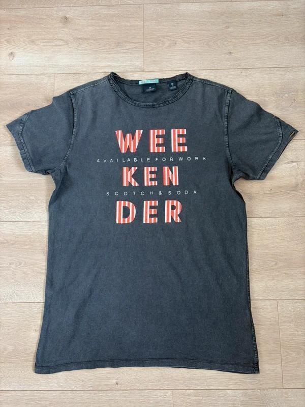 Scotch & Soda Graphic T-Shirt - Washed Black - Maat M., Maat 48/50 (M), Zwart, Ophalen of Verzenden, Zo goed als nieuw