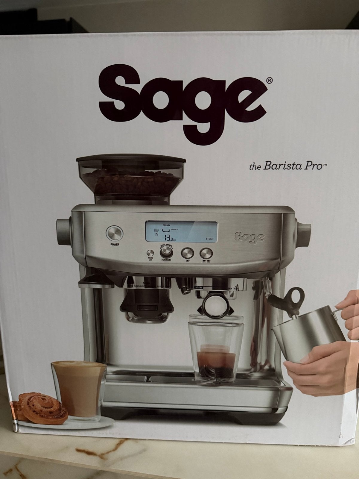 Sage Barista Pro Espresso Machine - Nieuw., Witgoed en Apparatuur, Koffiezetapparaten, Zo goed als nieuw, Koffiebonen, Espresso apparaat