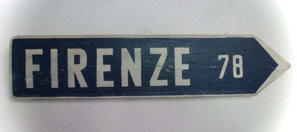 Italiaans verkeersbord / hout / route bord / Firenze, Hout, Vintage, Ophalen of Verzenden, B6