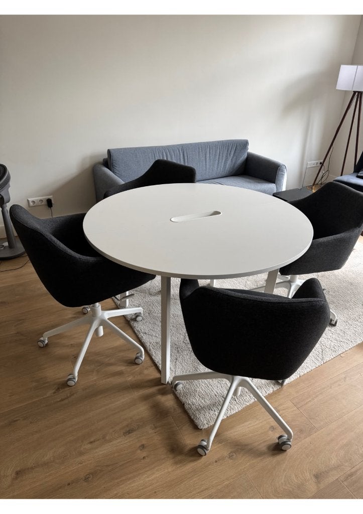 IKEA MITTZON Ronde Vergadertafel (120cm) + 4 Vergaderstoelen, Ophalen, Overige typen, 120 cm, 120 cm