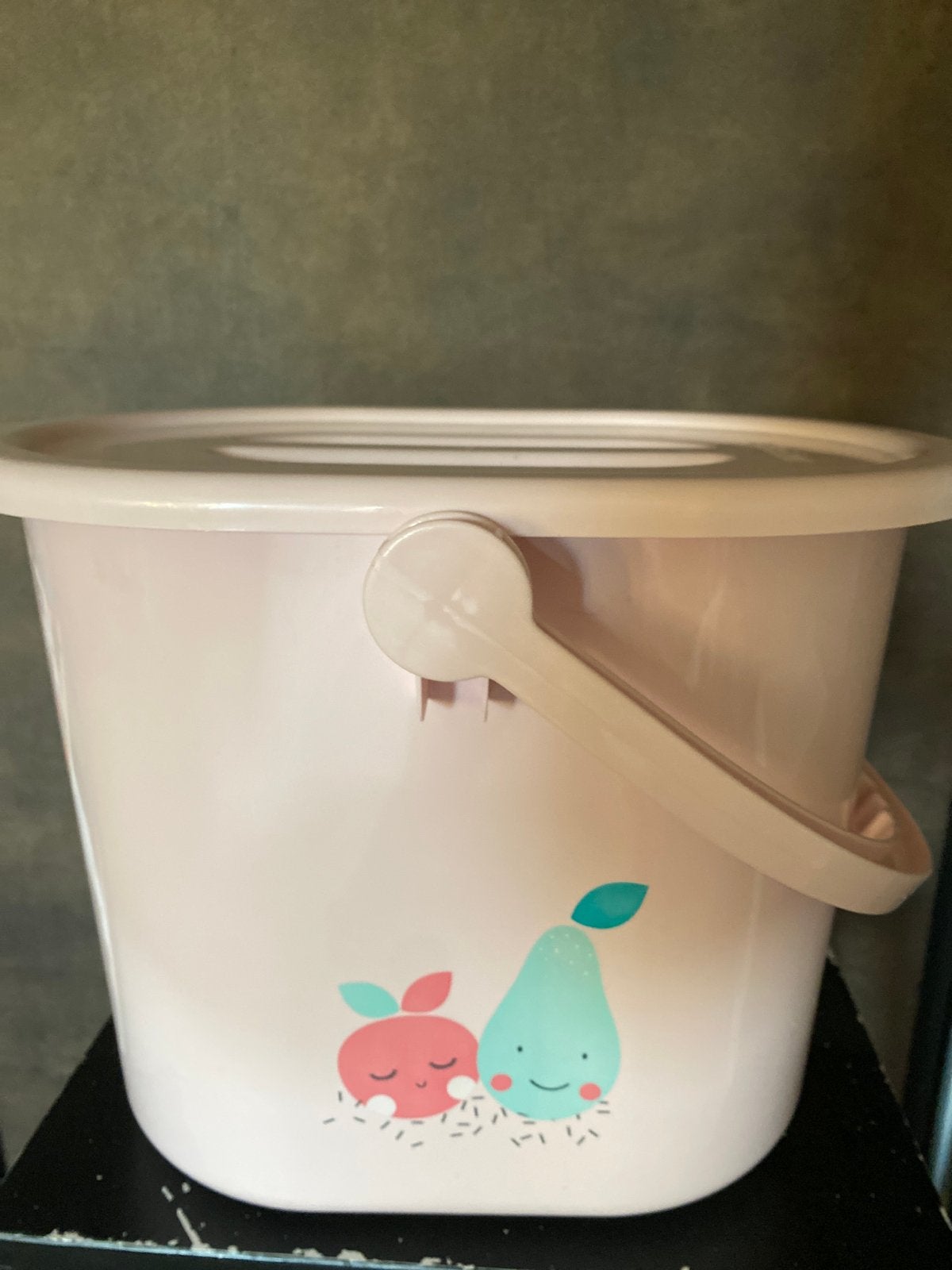 Bébé-jou luieremmer met deksel - Roze met fruitprint, Ophalen of Verzenden, Gebruikt
