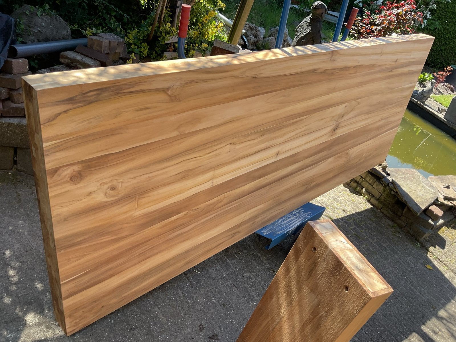 Grote onbehandelde Teak tafel 250x95x78 cm op 4 poten, Teakhout, Vijf personen of meer, Rechthoekig, Nieuw