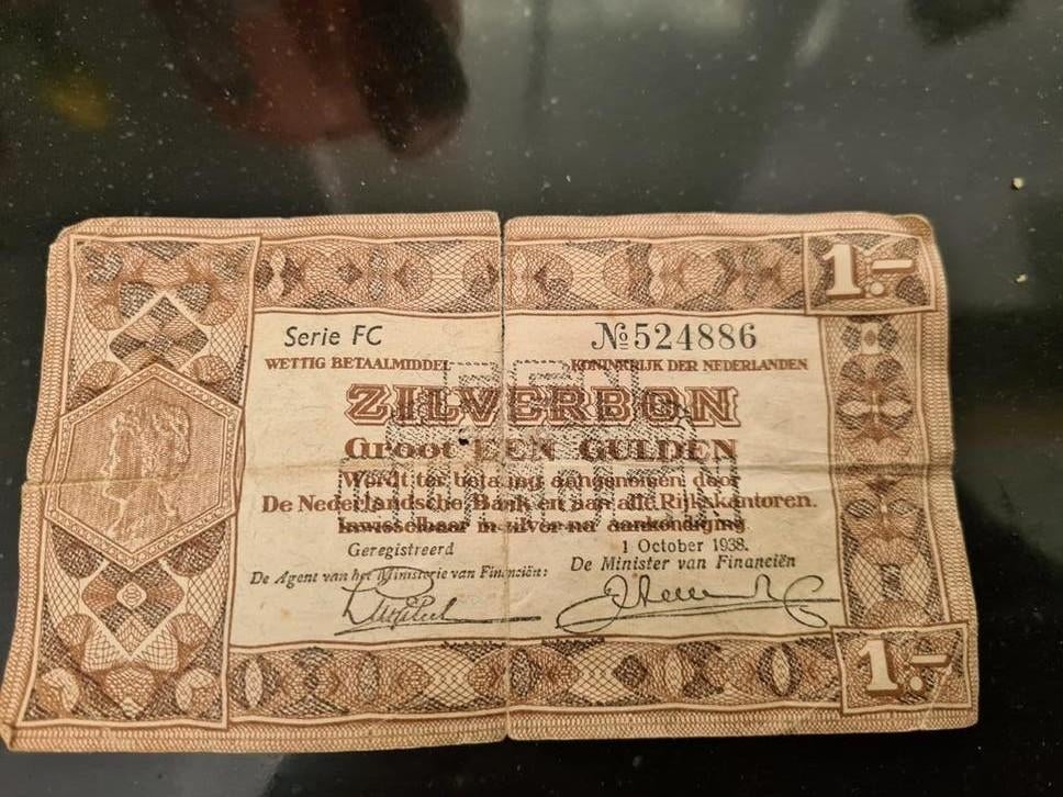 Zilverbon 1 Gulden 1938 - Nederlands Historisch Geld, Sport en Fitness, Ballet, Ophalen of Verzenden, Gebruikt, Overige typen