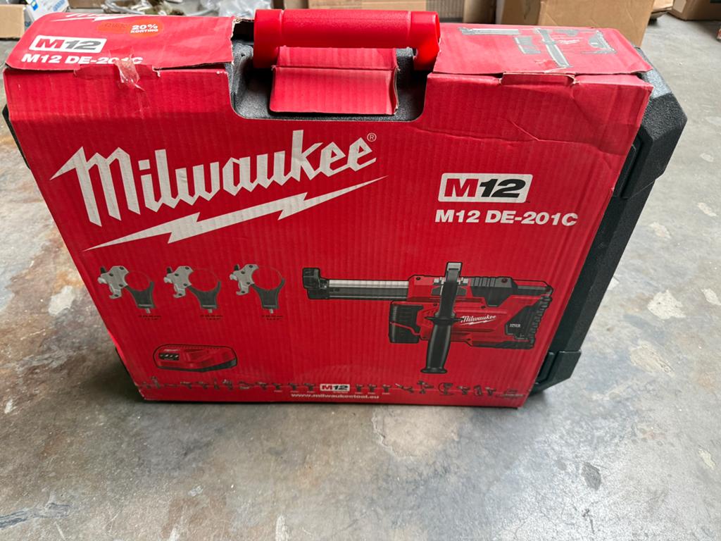 Milwaukee M12 DE-201C HAMMERVAC – Nieuw Compleet in Koffer, Ophalen, Zo goed als nieuw