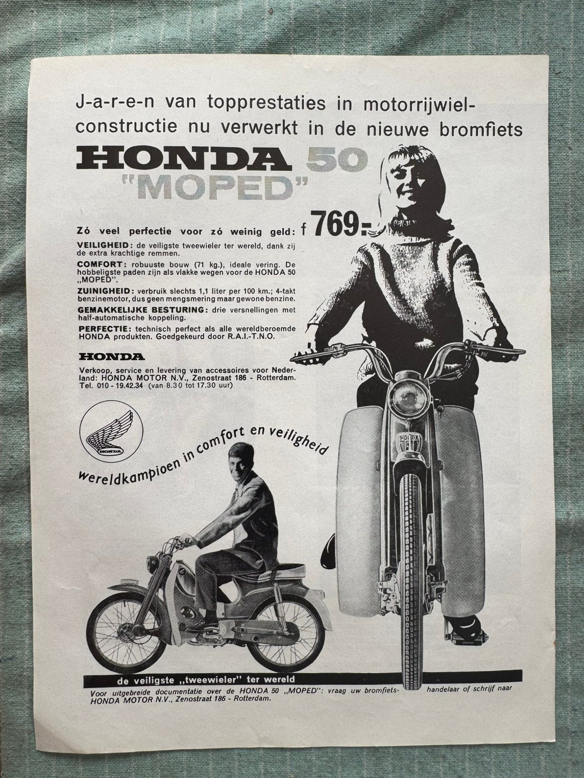 Advertentie Honda 50 moped C310, Ophalen of Verzenden, Zo goed als nieuw, Motoren
