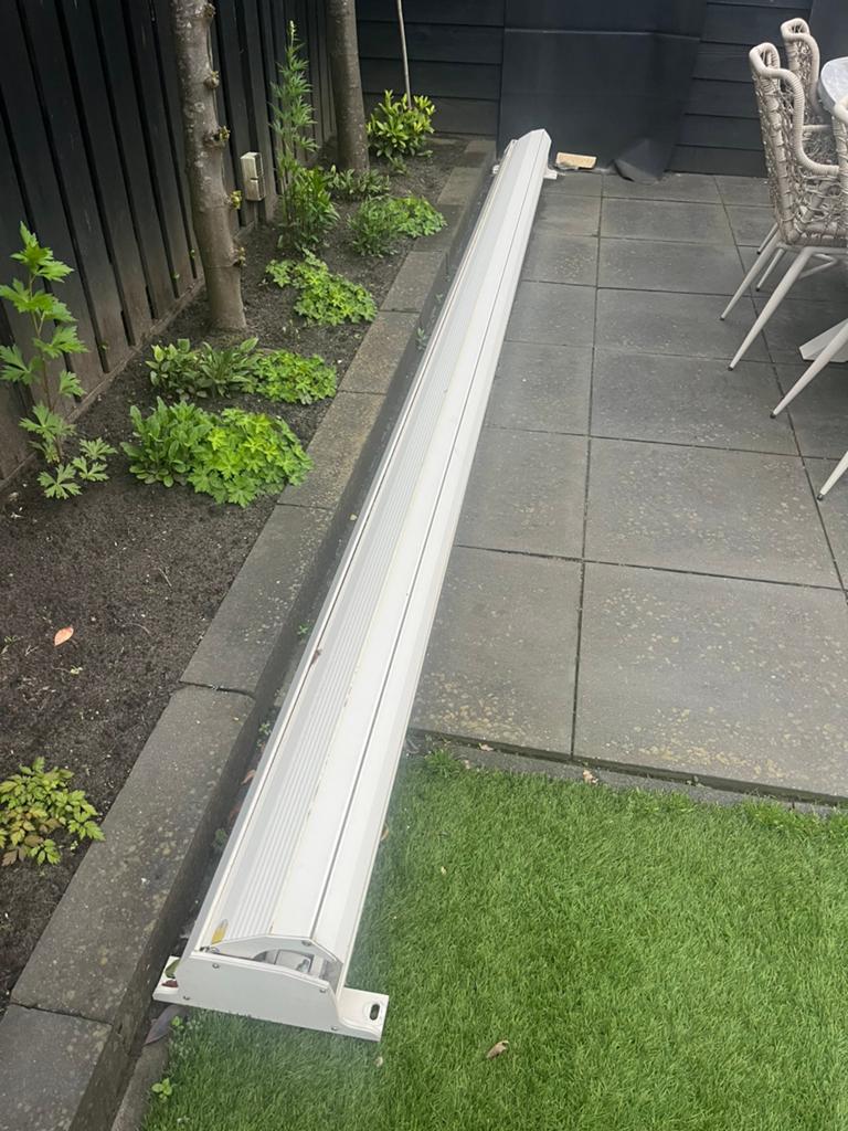 Zonnescherm met knikarmen, Tuin en Terras, Zonneschermen, Ophalen, Gebruikt, Elektrisch, 150 tot 300 cm