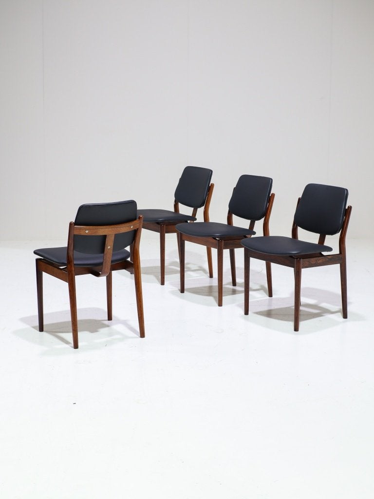 4x Eetkamerstoelen Arne Vodder Sibast Deens 1960s, Ophalen, -, Zwart, -
