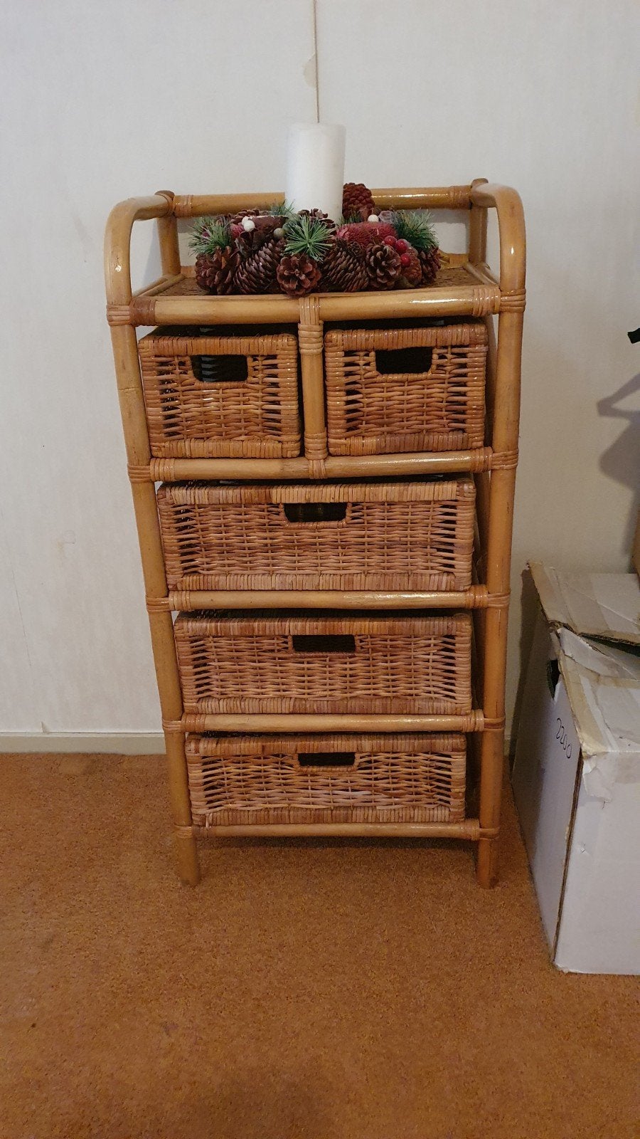 Rieten kastje, Huis en Inrichting, Kasten | Ladekasten, Ophalen, 50 tot 100 cm, 3 of 4 laden, Minder dan 100 cm